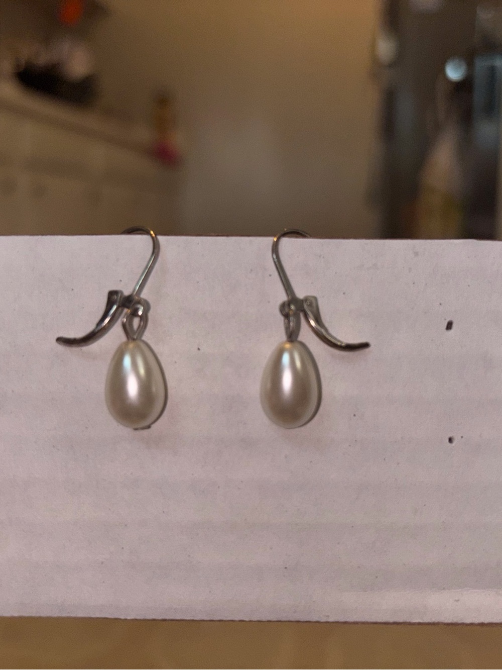 Elegant White Pearl Teardrop Dangle Earrings